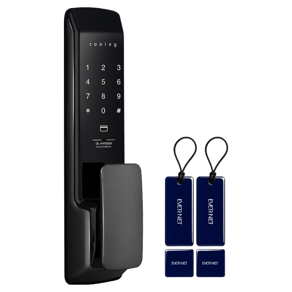 쿠잉 손잡이 있음 무타공 푸시풀 디지털도어락, DL-HY05SV, 방문설치, 현재가 137,900원
