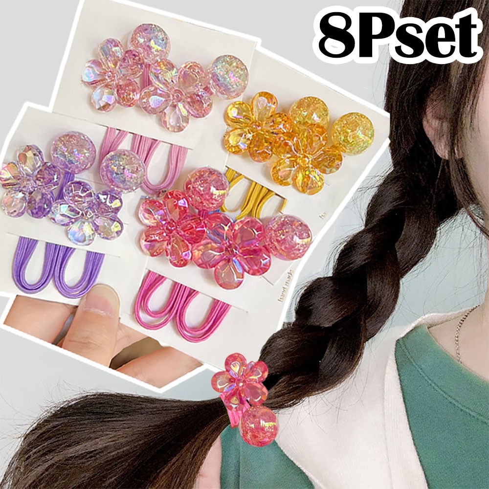 은꽃밴드 4컬러*2P 초등 여아 머리방울 12cm 긴 머리끈 유아 고무줄 투명 9,990원