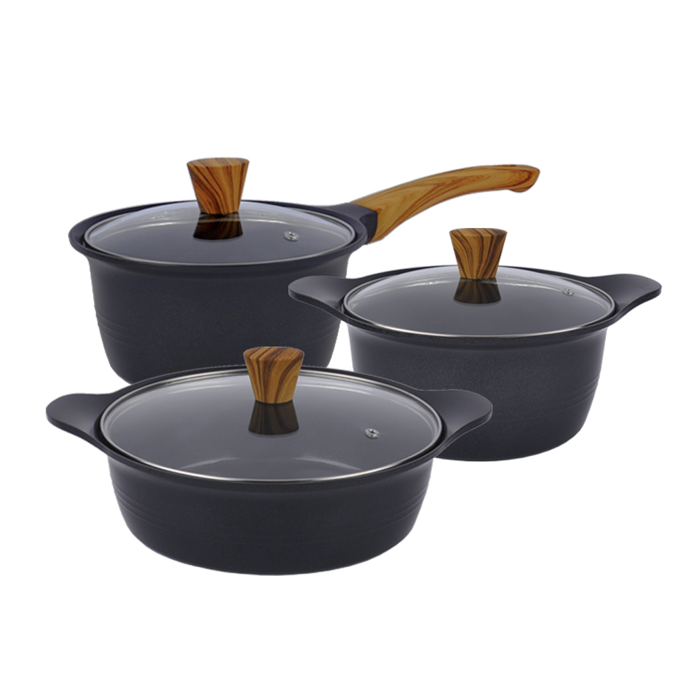 에코스타 통주물 IH 세라믹 냄비 3종 세트(우드/블랙), 에코스타 우드핸들, 1개, 3종세트 (편수18+양수20+전골24) 71,900원