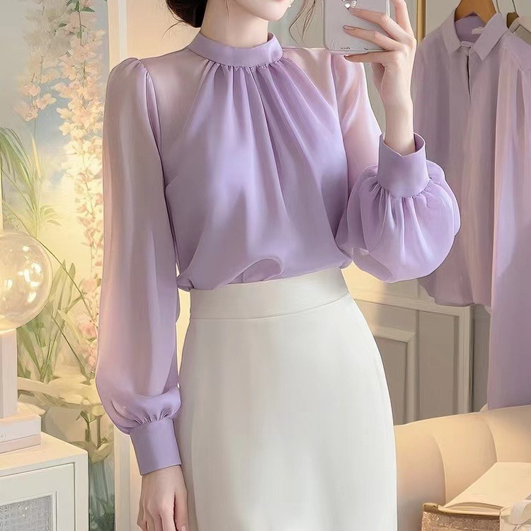 봄여름 얇은 통기성 쉬폰 셔츠 상의 여성 자외선 차단 긴팔 셔츠 22,800원