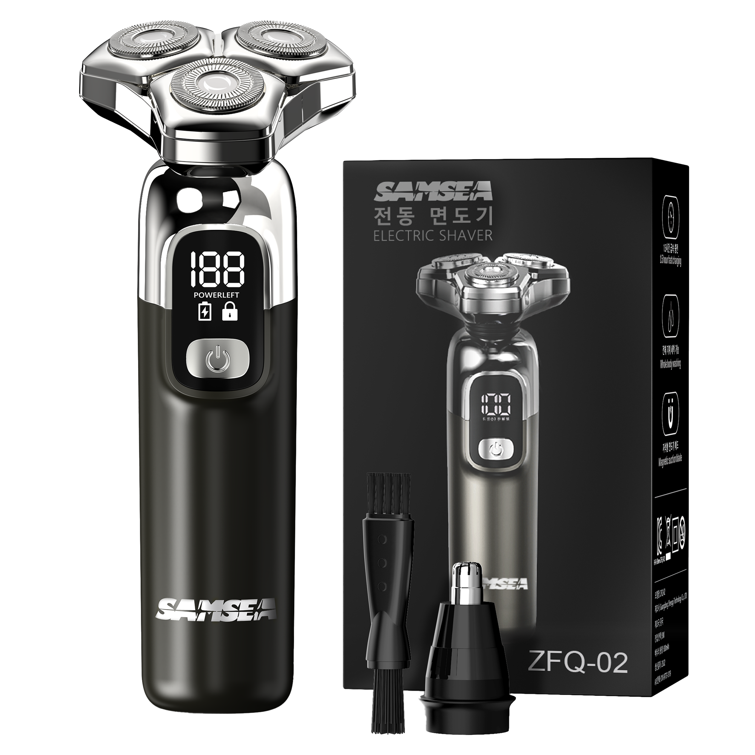 SAMSEA 자석 칼날 헤드 6방향 휴대용 2 in 1 8W 대출력 전기면도기 + 코털 제거기 25,560원