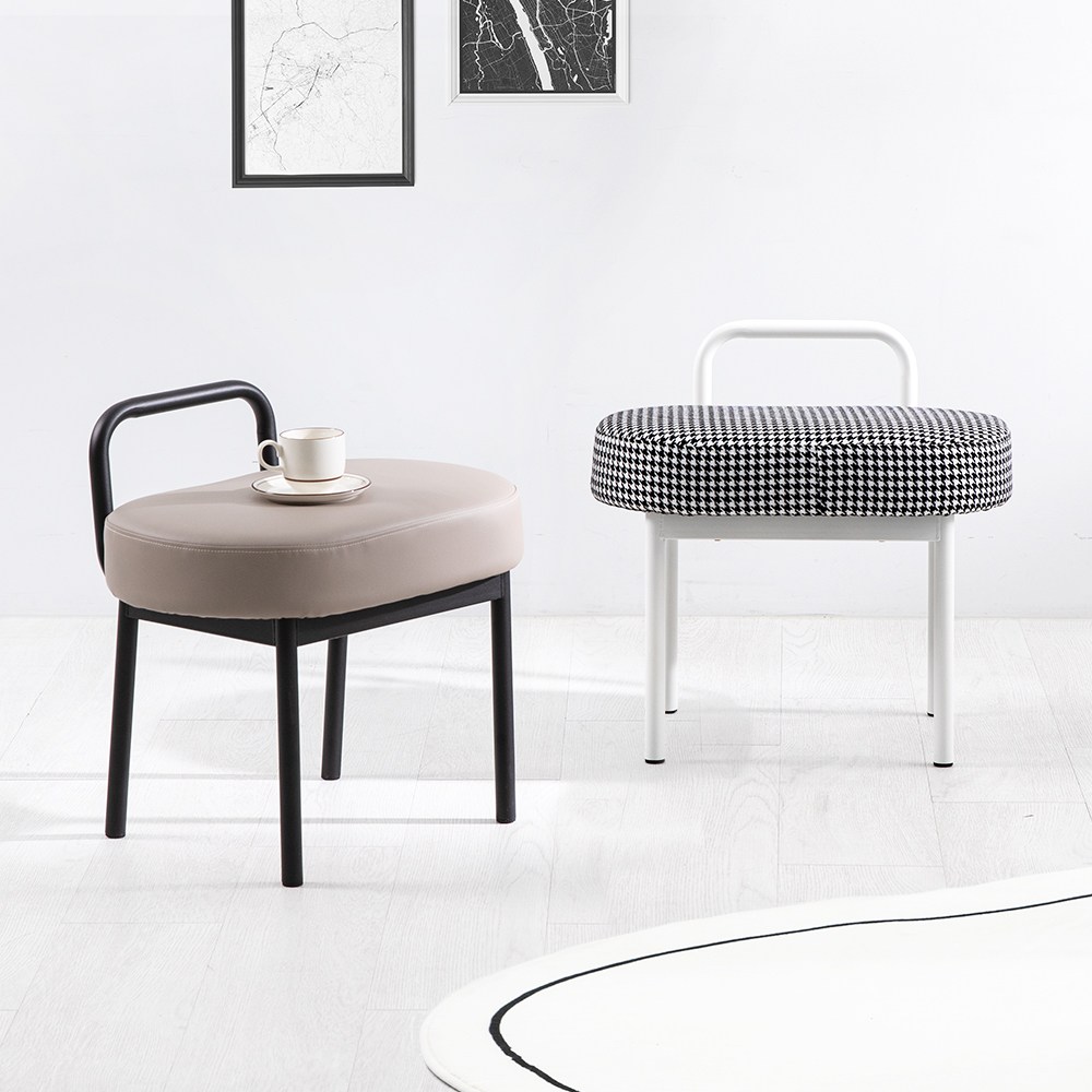 모리스 스툴 체어 간이 보조 화장대 1인 카페 식탁 업소 업소용 상담 식당 인테리어 의자, 블랙+블랙다리, 1개 30,000원