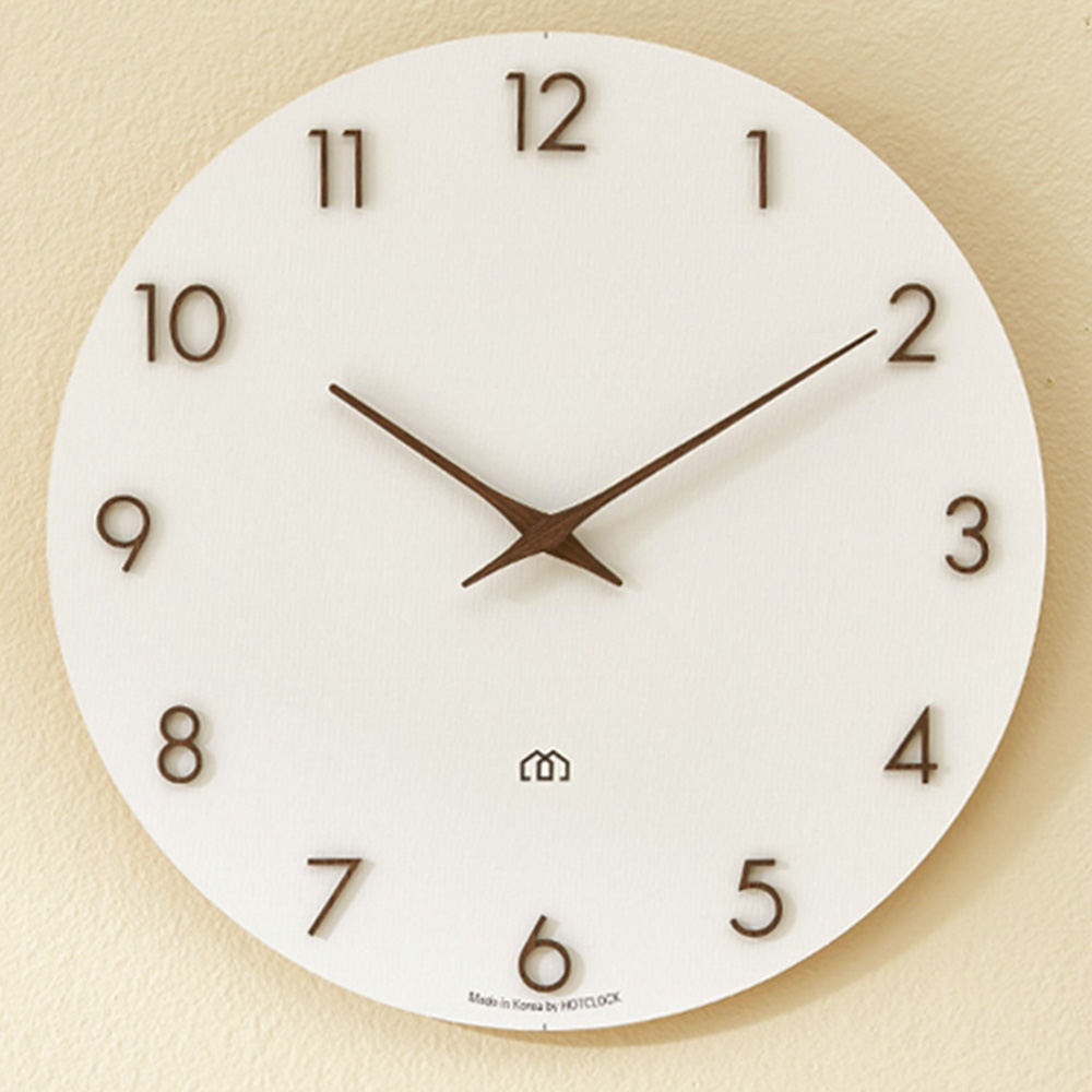 국산 모던 심플 깔끔 솔리드 리얼 우드 라운드 무소음 인테리어 거실 벽시계 집들이 개업 선물, 아이보리 19,750원