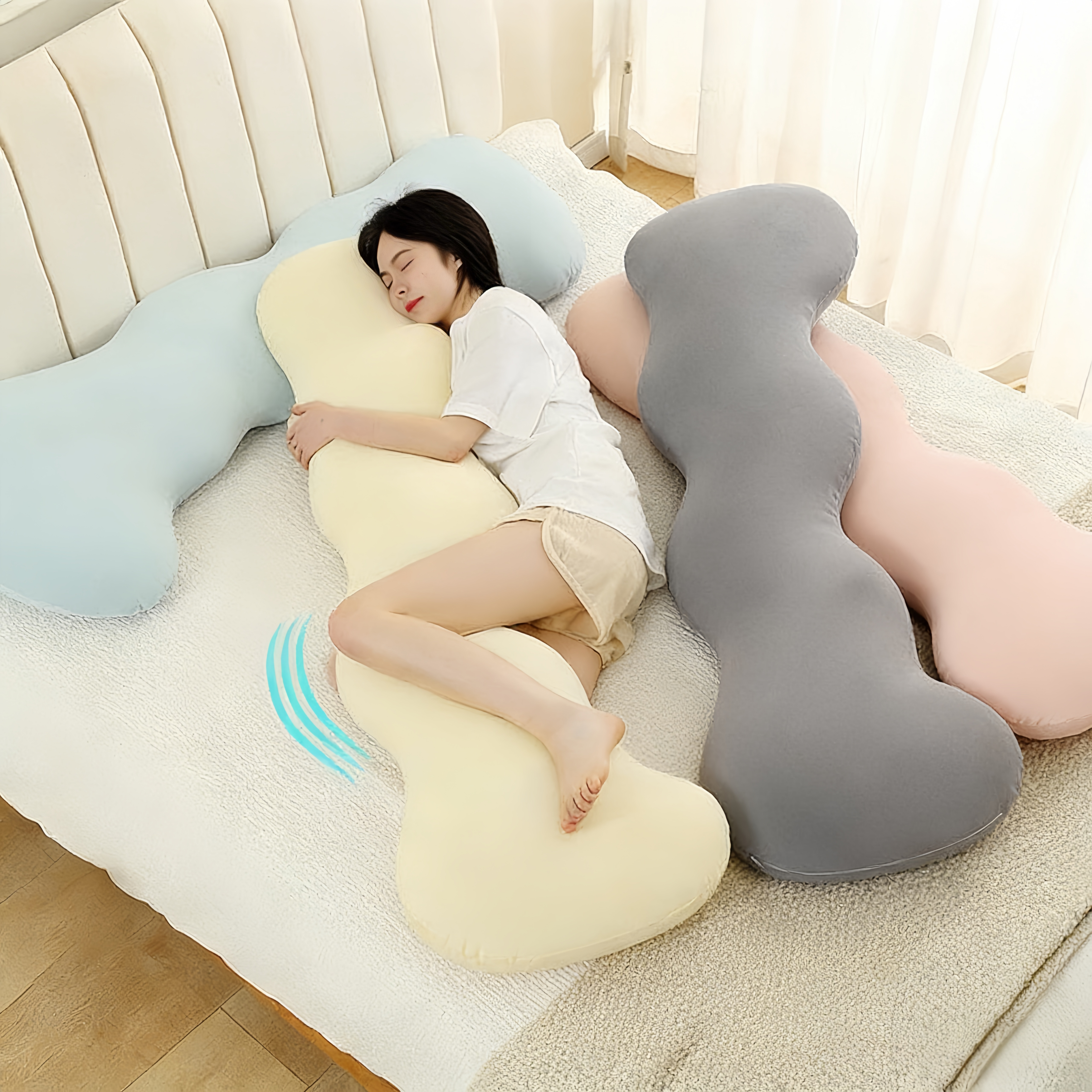 YAPOGI 고밀도 충진 냉감 다용도 롱 커버분리형 파도 구름 바디필로우 28,900원