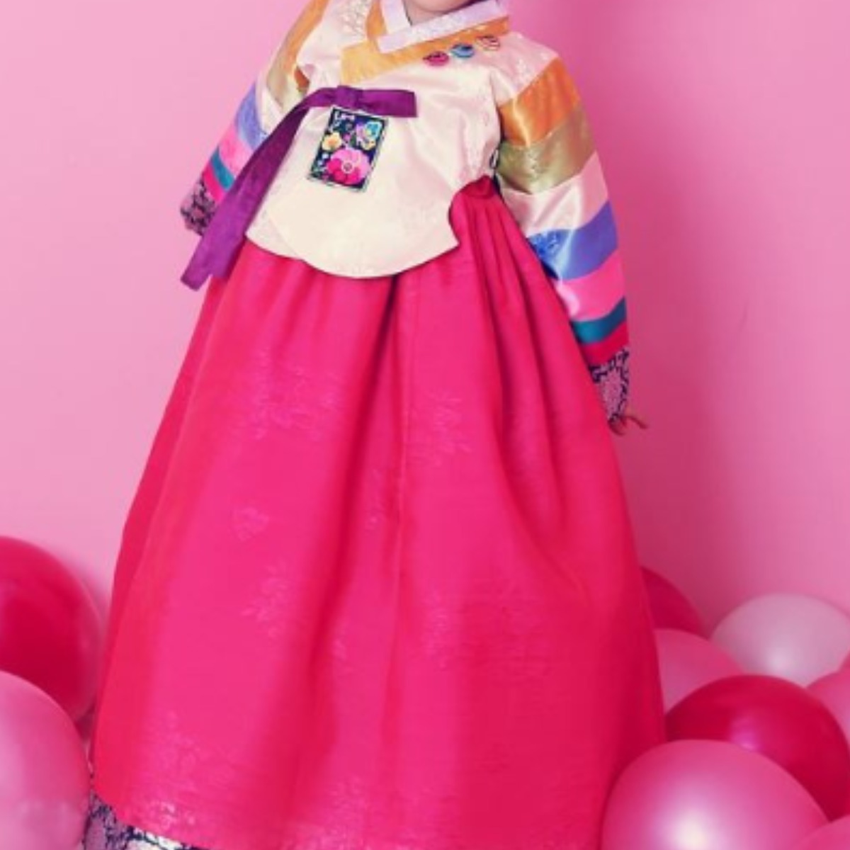 여아한복/5-6세여아한복/키110 cm/노랑저고리 분홍치마 26,000원