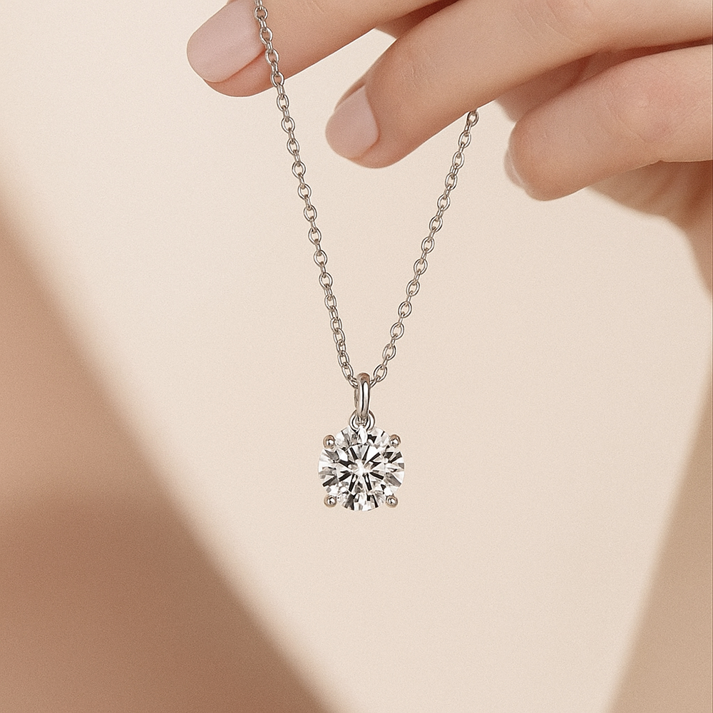 엔클레어 여성용 모이사나이트 925 18k 화이트골드 필드 랩다이아몬드 4프롱 목걸이 129,000원