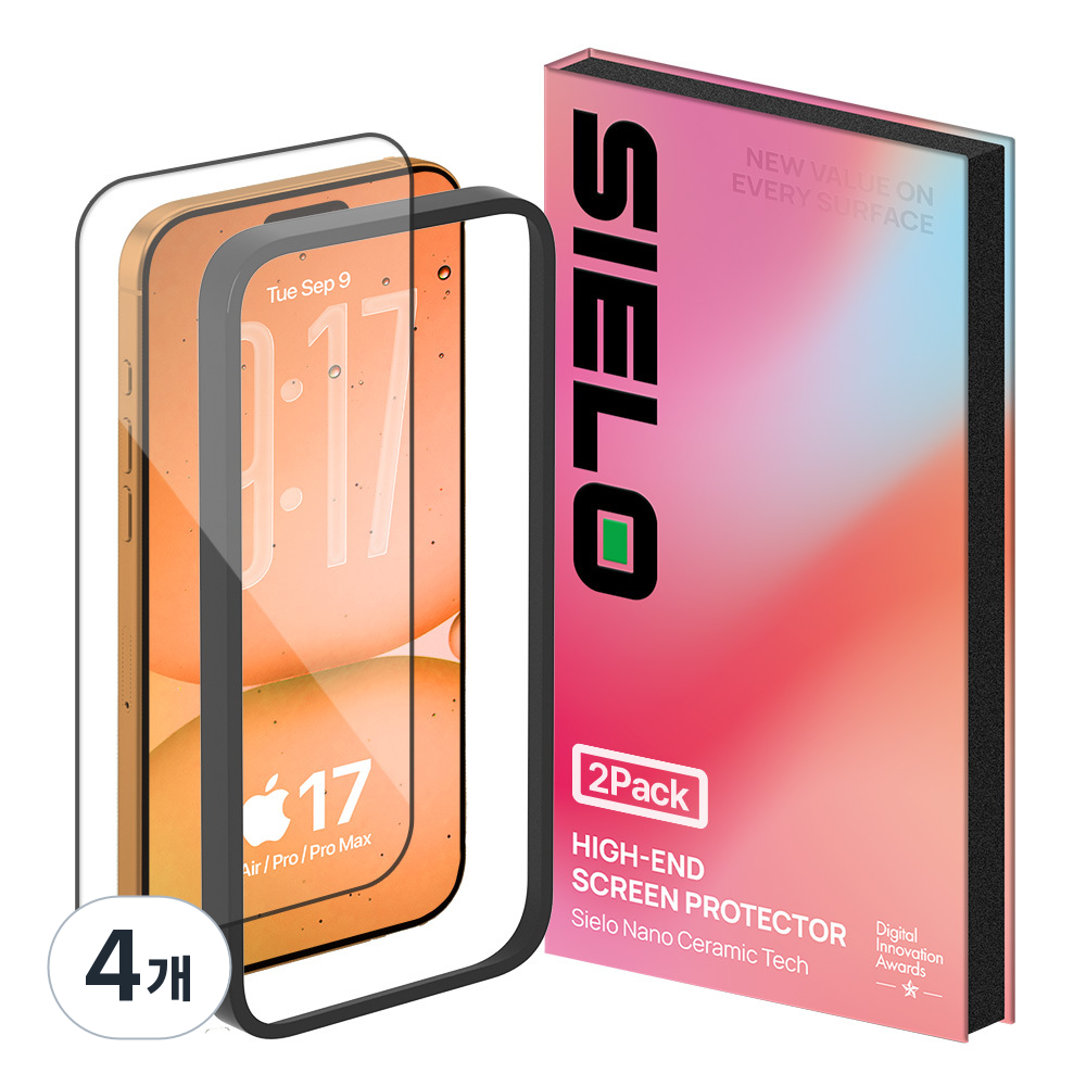 씨엘로 쌩폰느낌 아이폰17 쉬운부착 실크글라스 강화유리 이지핏 풀커버 휴대폰 액정보호필름, 4개 35,830원