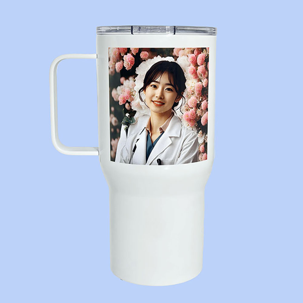 텀블러 주문제작 포토 커스텀 손잡이 스텐텀블러, 1개, 650ml, 화이트 19,500원