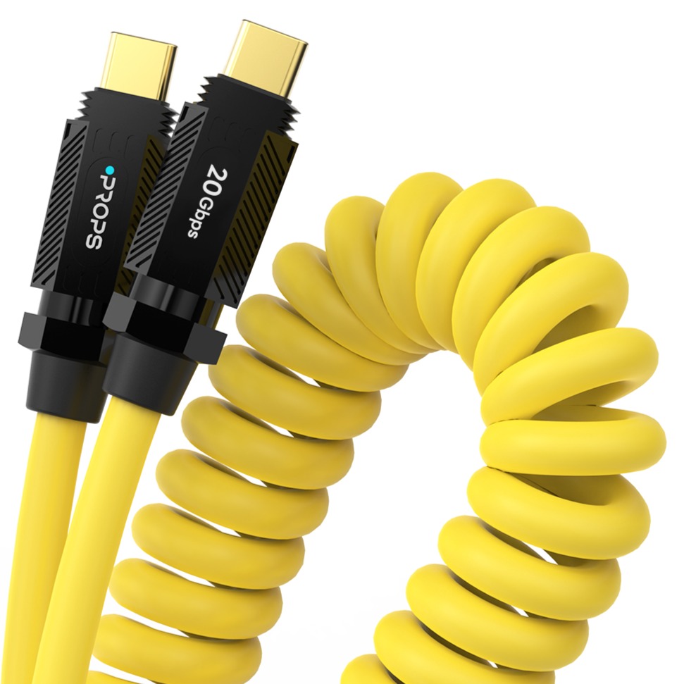 프롭스 C타입-C타입 USB 3.2 20Gbps 8K 60Hz 초고속 충전 케이블 140W 코일타입, 180cm, 옐로우, 1개 18,900원