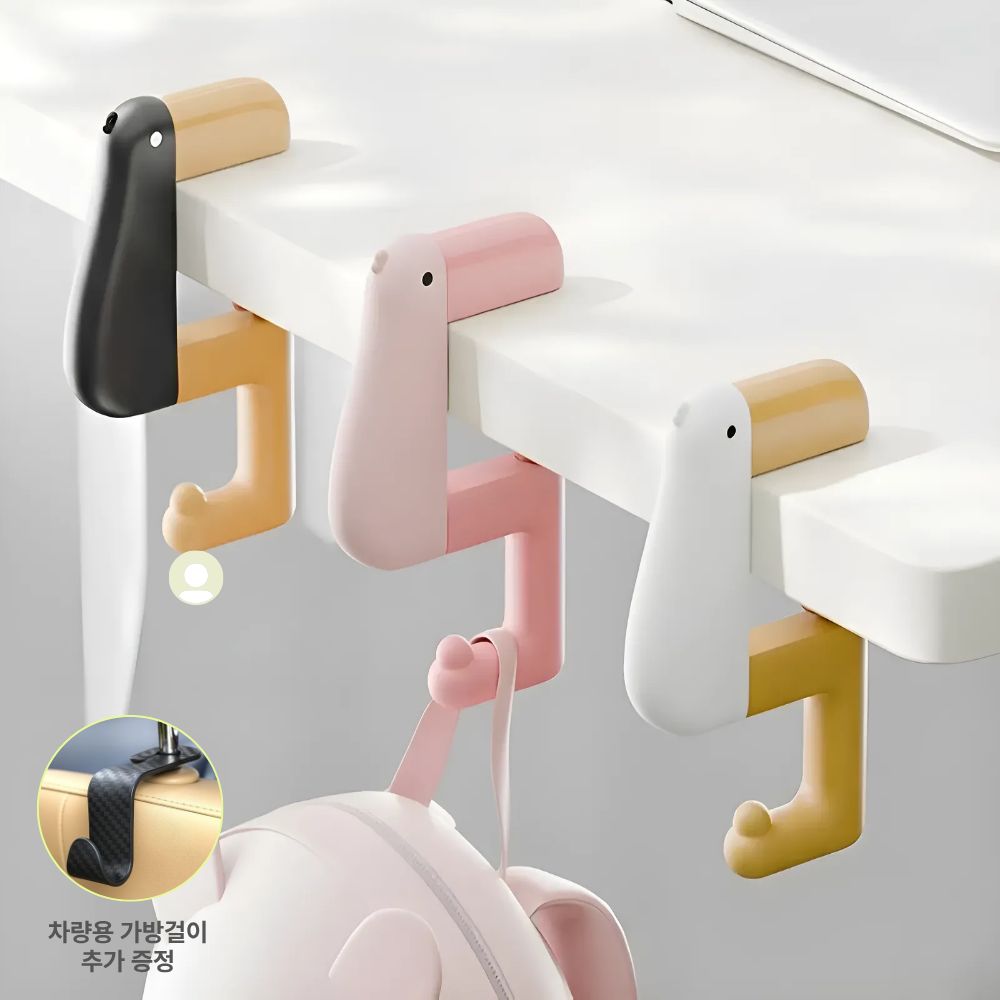 코코지아 오리 무타공 휴대용 가방걸이, 3개, 화이트, 핑크, 블랙 9,900원