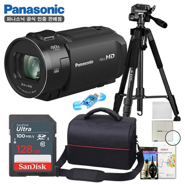 파나소닉 정품 HC-V900 프리미엄 삼각대 패키지 8종세트/삼각대+128GB+전용가방+MCUV필터+카드리더기+청소도구+극세사융+액정보호필름/TJ 940,000원