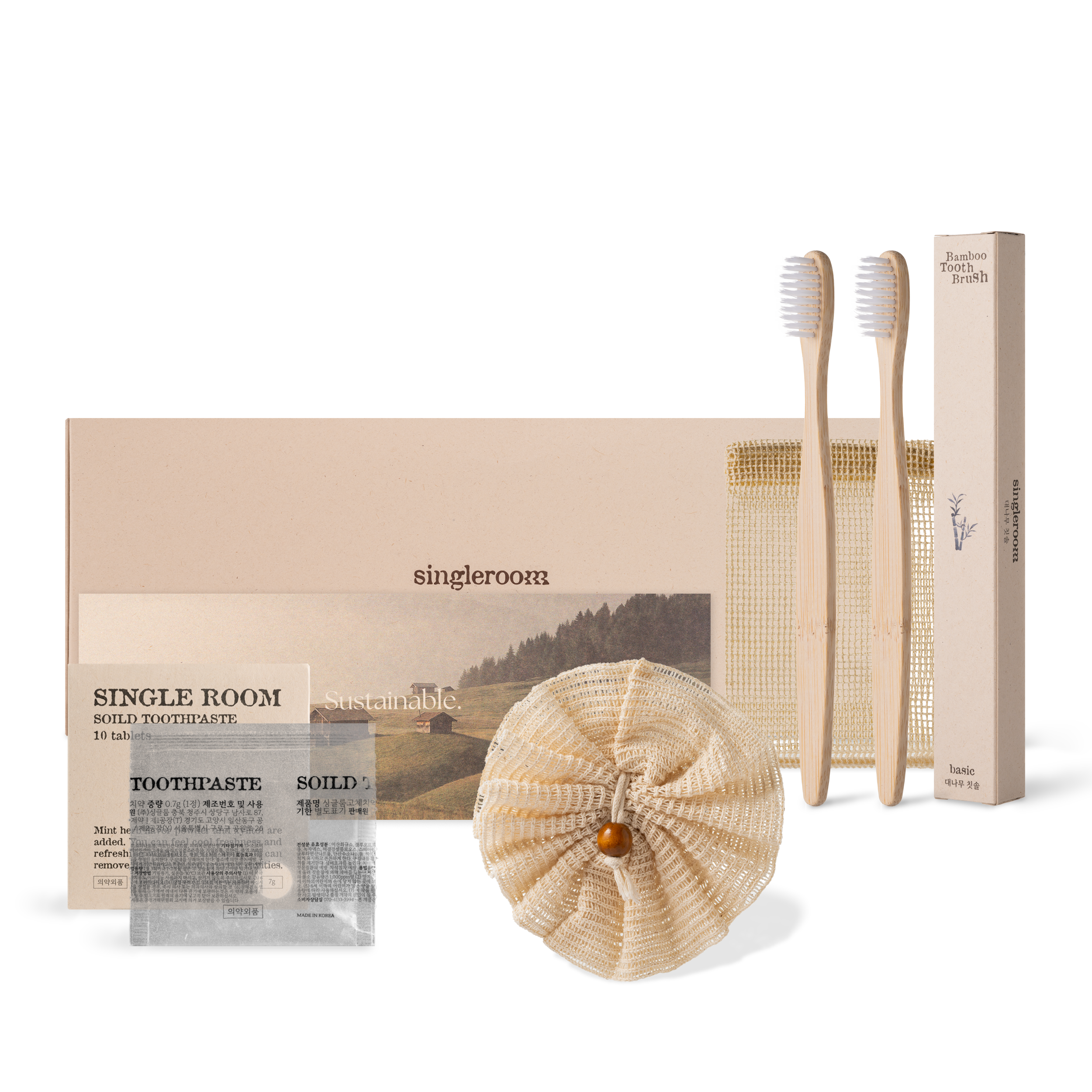 싱글룸 욕실4종 친환경 생활용품 선물세트 (솔찬) 집들이 기념품 답례품 제로웨이스트 ESG, 1개 10,000원