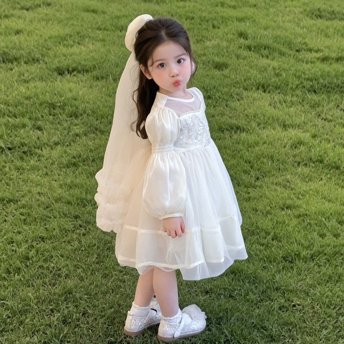 상상키즈 진주나비 포인트 퍼프소매 공주드레스 42,380원