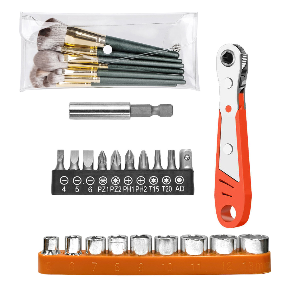 모나코올리브 좁은공간에 적합한 만능 라쳇렌치 드라이버 + 투명 파우치 중형 세트 7,900원