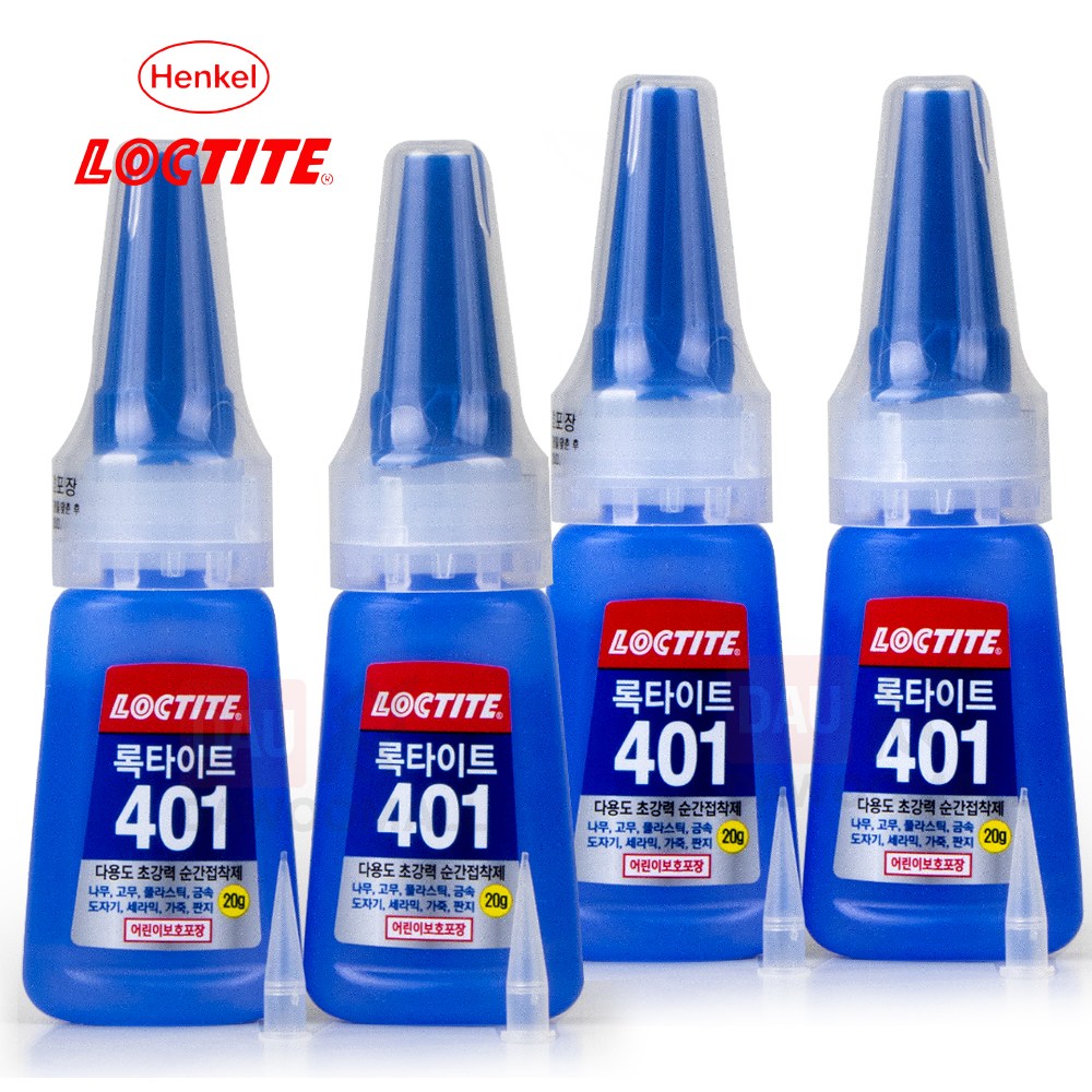 [다우몰] 강력 순간 접착제 록타이트 401 20g 1개 + 다우노즐1개 / 목재 세라믹 타일 가죽 고무 접착 16,200원