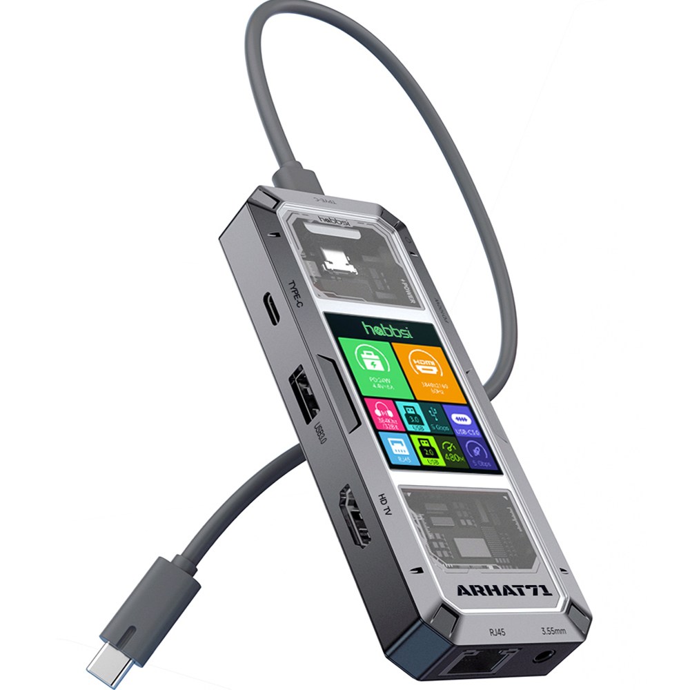 햅시 100W C타입 멀티허브 도킹스테이션 7in1 4K 60Hz 실시간 안심 전력 측정, 1개, 다크실버 87,000원