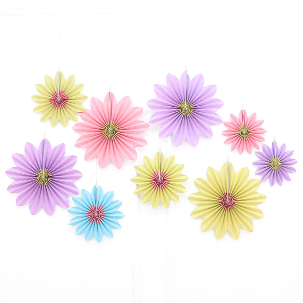 파티짱 플라워 페이퍼 팬 세트 행잉 데코 파티 가랜드 장식, 데이지 레인보우, 1개 9,900원