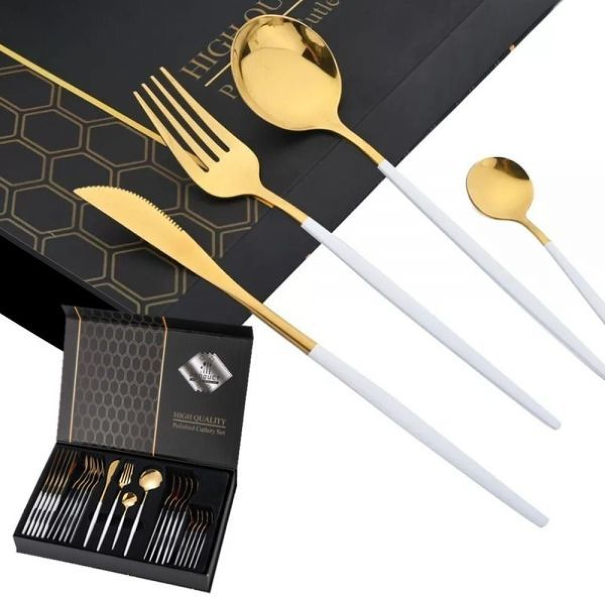 화이트골드 고급 스텐 커트러리 24P 선물세트 양식기 설날 답례품 판촉물 사은품 명절선물세트 세아커머스 133,500원