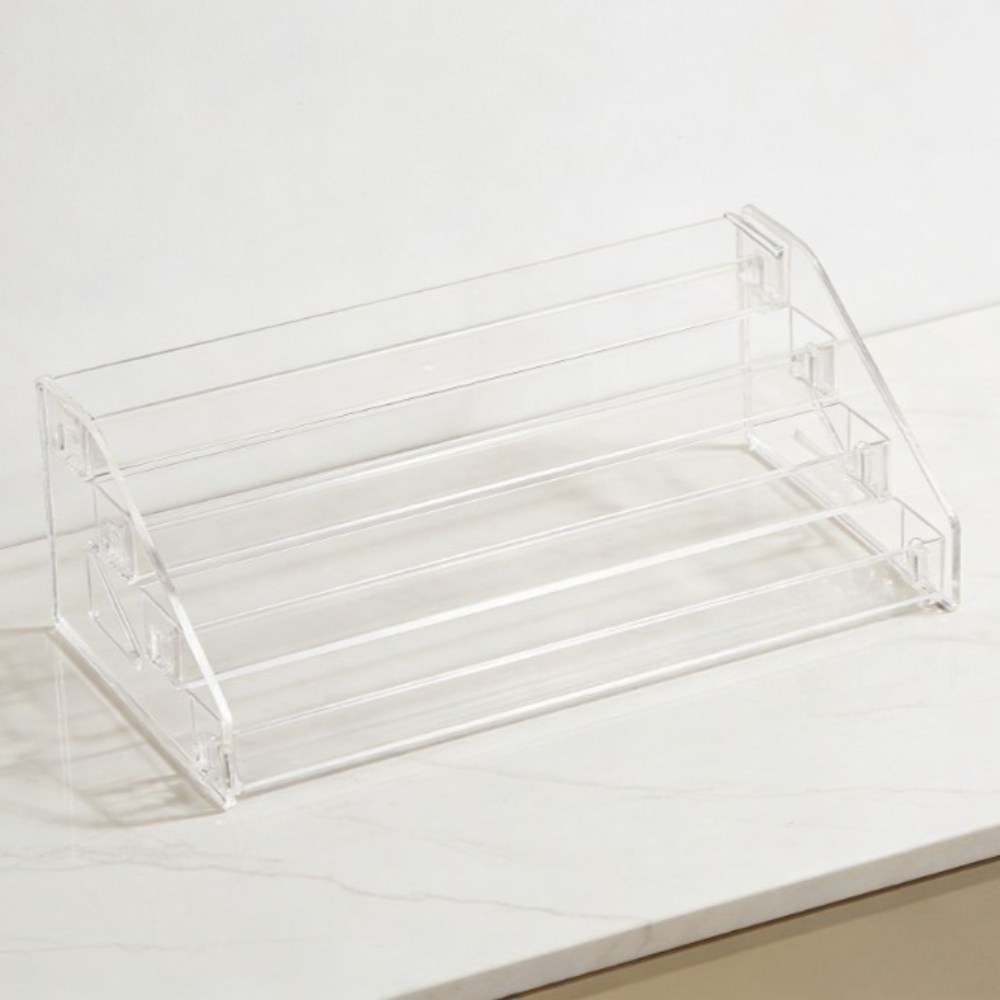 아크릴 진열대 화장품 정리대 책상 선반 다용도 수납정리대 고정형 책상진열용, 투명한 색깔, 1개 13,990원
