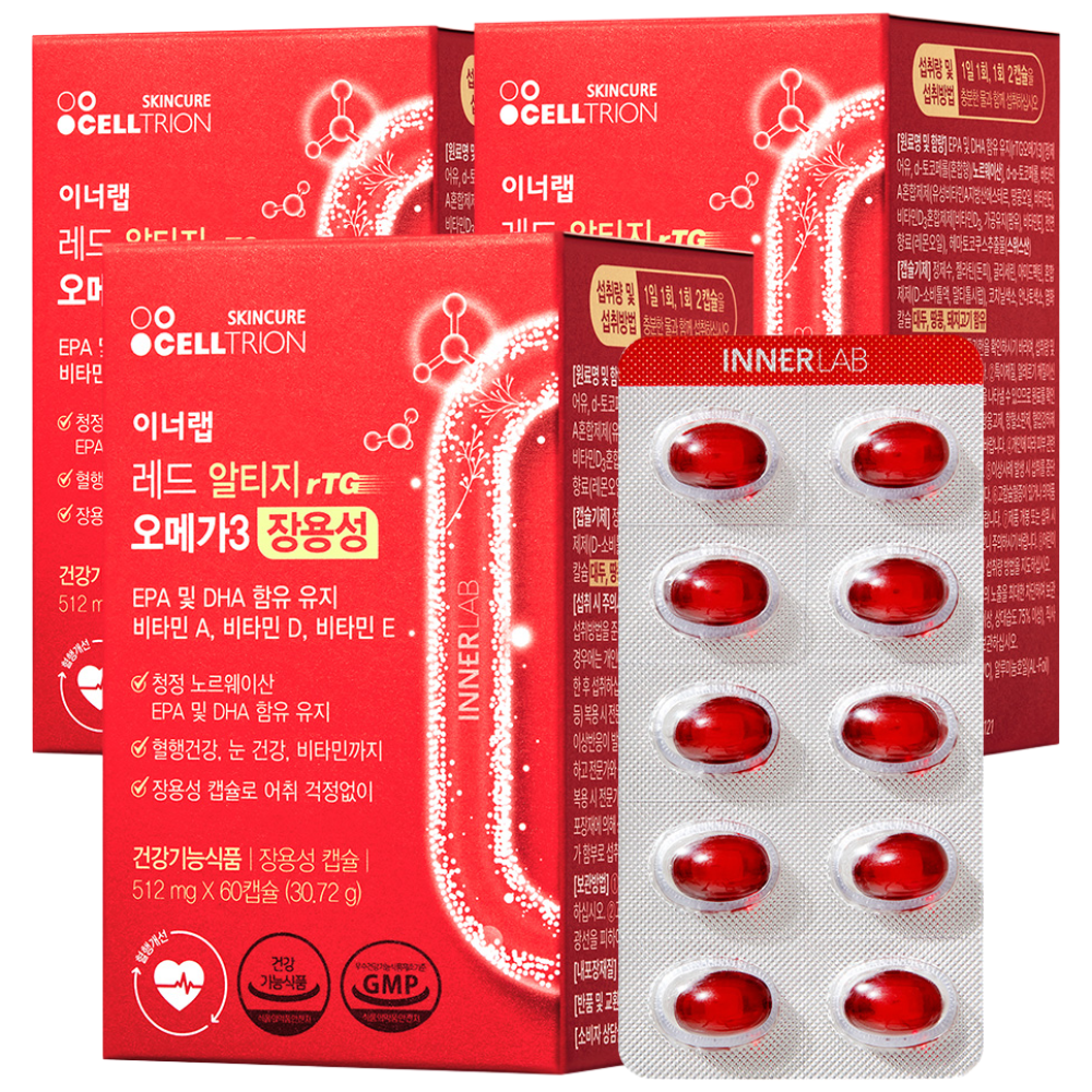 이너랩 레드 알티지 오메가3 장용성, 60정, 3개 32,400원