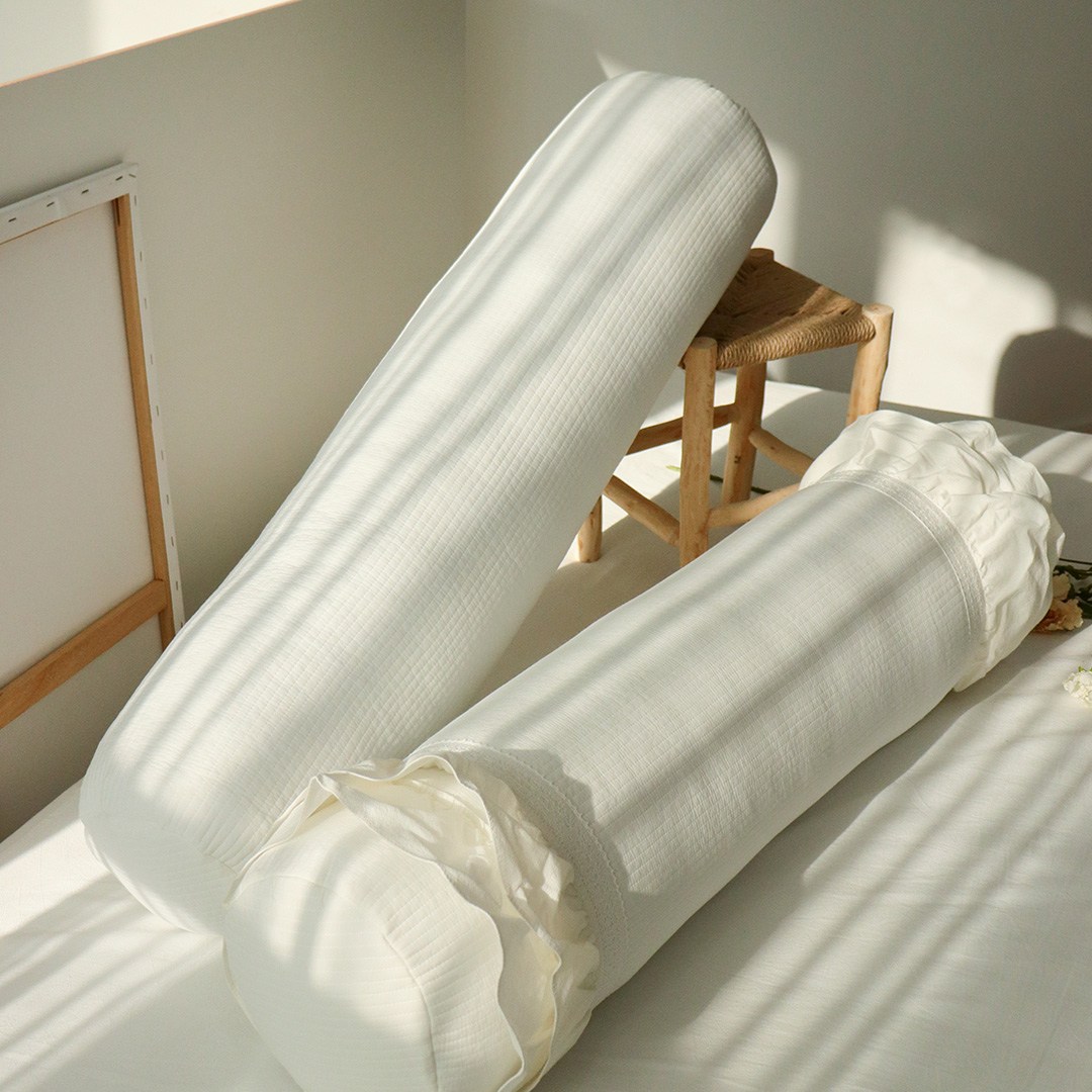 순수 순면 누빔 원형 바디필로우 긴베개 롱쿠션, 백아이보리 48,900원