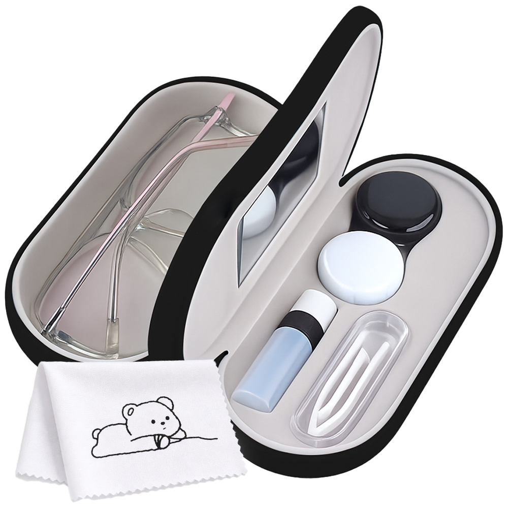 로앤제이 안경 렌즈 일체형 겸용 듀얼 수납 케이스 여행용 휴대용 보관함, 블랙 12,590원