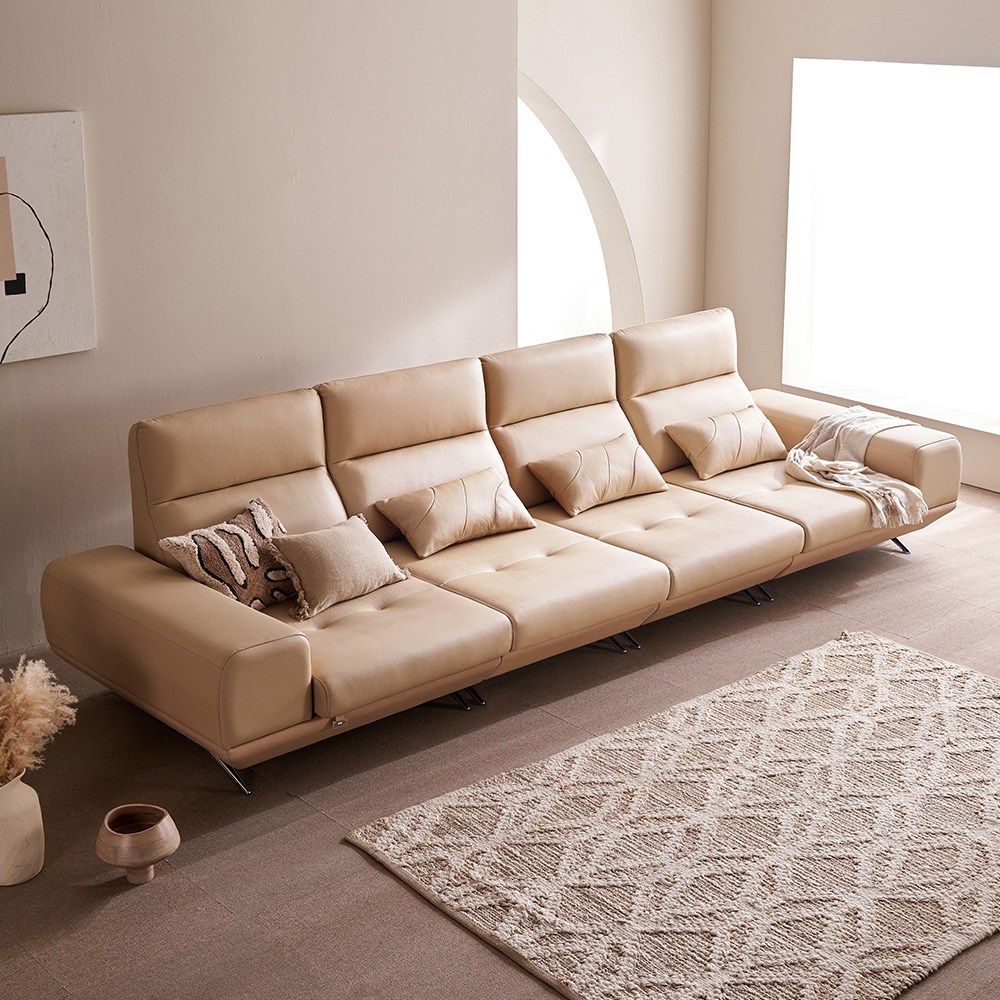 쉐우드가구 라이즈 이태리 천연통가죽 스윙 소파 6인용 / 국내제조 자재등급 E0, 프렌치 베이지 2,389,000원