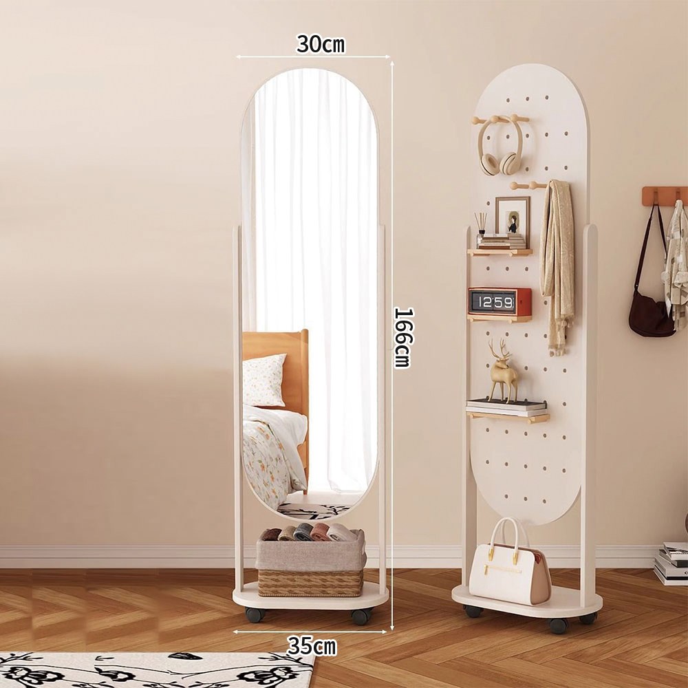 Zzang Room 이동식 회전 타공판 수납 전신거울, 화이트 69,900원