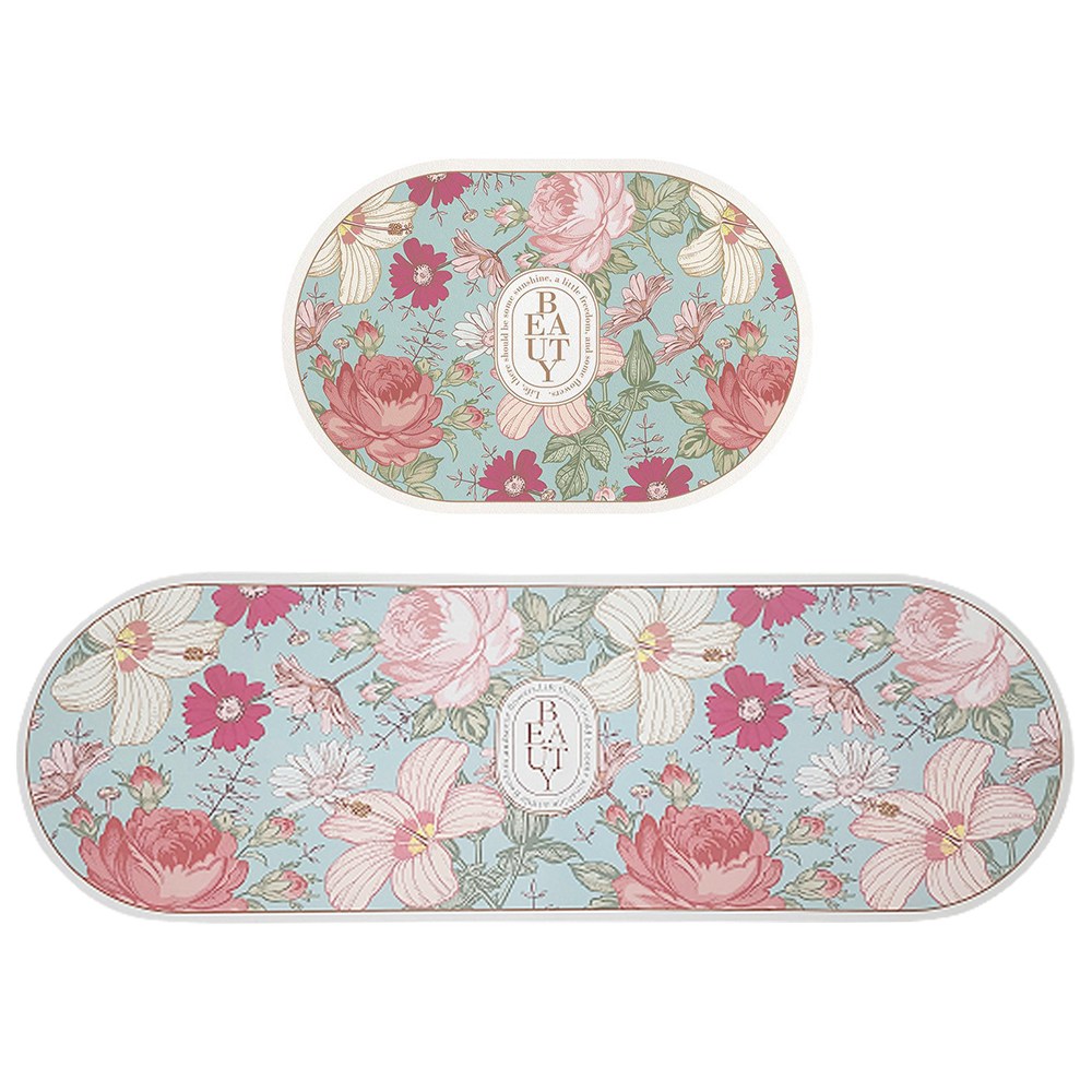 포유 북유럽 뷰티 플라워 타원형 욕실 주방 화장실 규조토 발매트 세트 13,900원