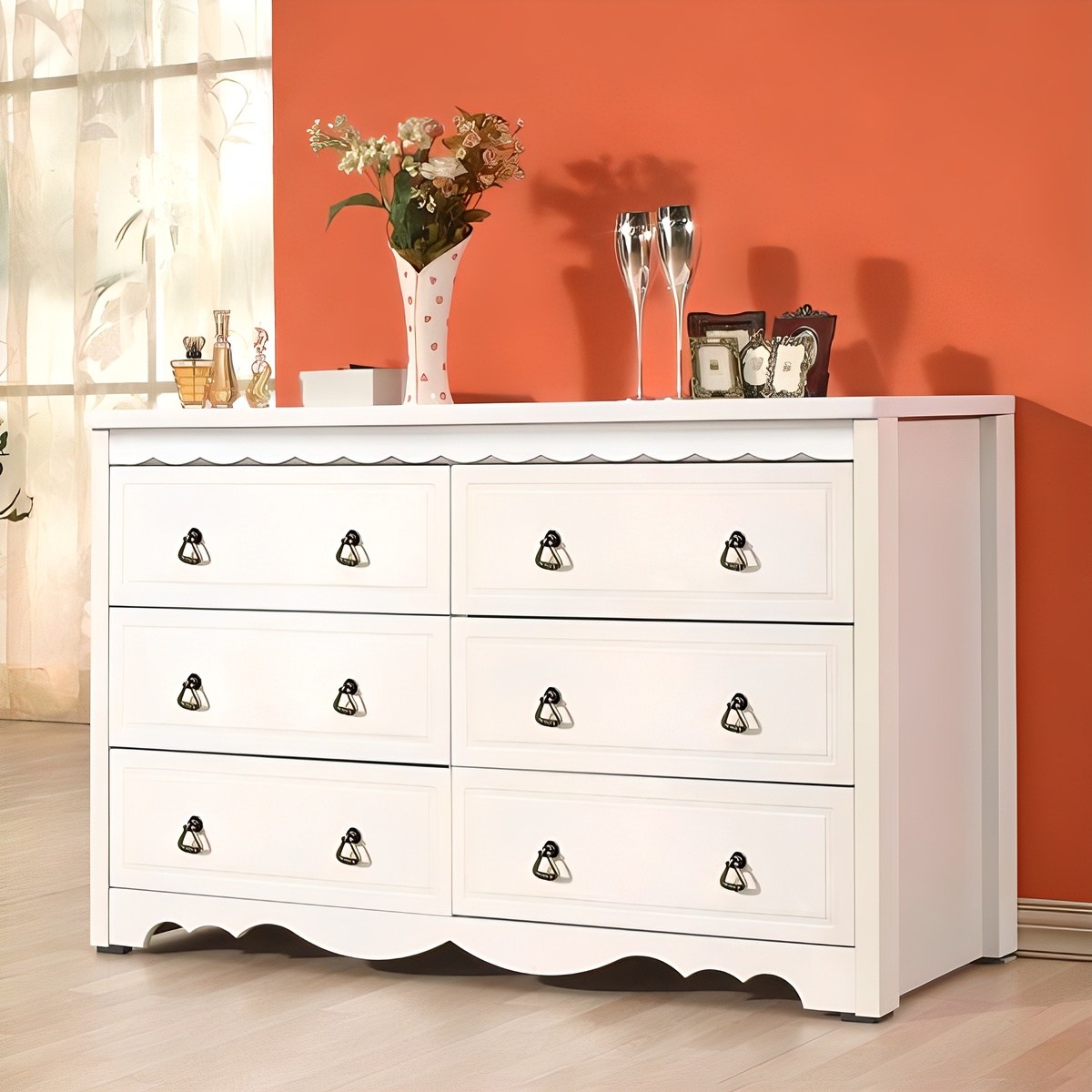 미자크 화이트 3단와이드서랍장 / 수납장 옷 틈새 서랍장 수납함 화장대 1200, 화이트 (물결) 119,900원