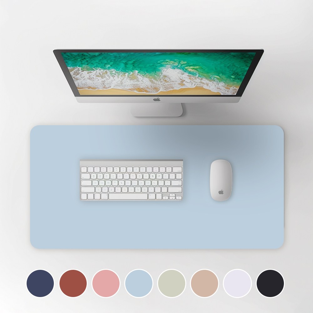PULU 가죽 마우스 패드 데스크 방수 논슬립 와이드 대형 책상 마우스 장패드, 라이트블루, 현재가 8,800원