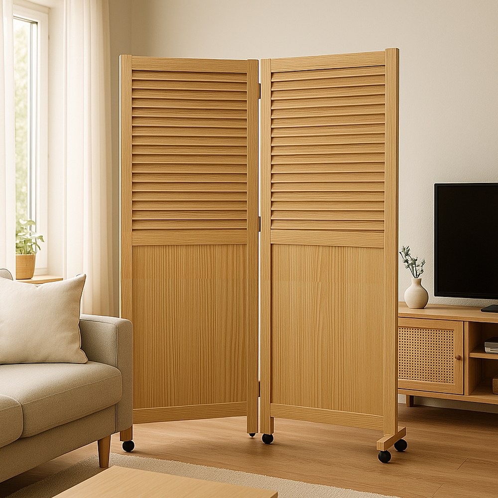 리츠데코 원목 인테리어 접이식 파티션 1530 2단 3단 이동형 카페 원룸 칸막이, 2단내추럴 119,000원