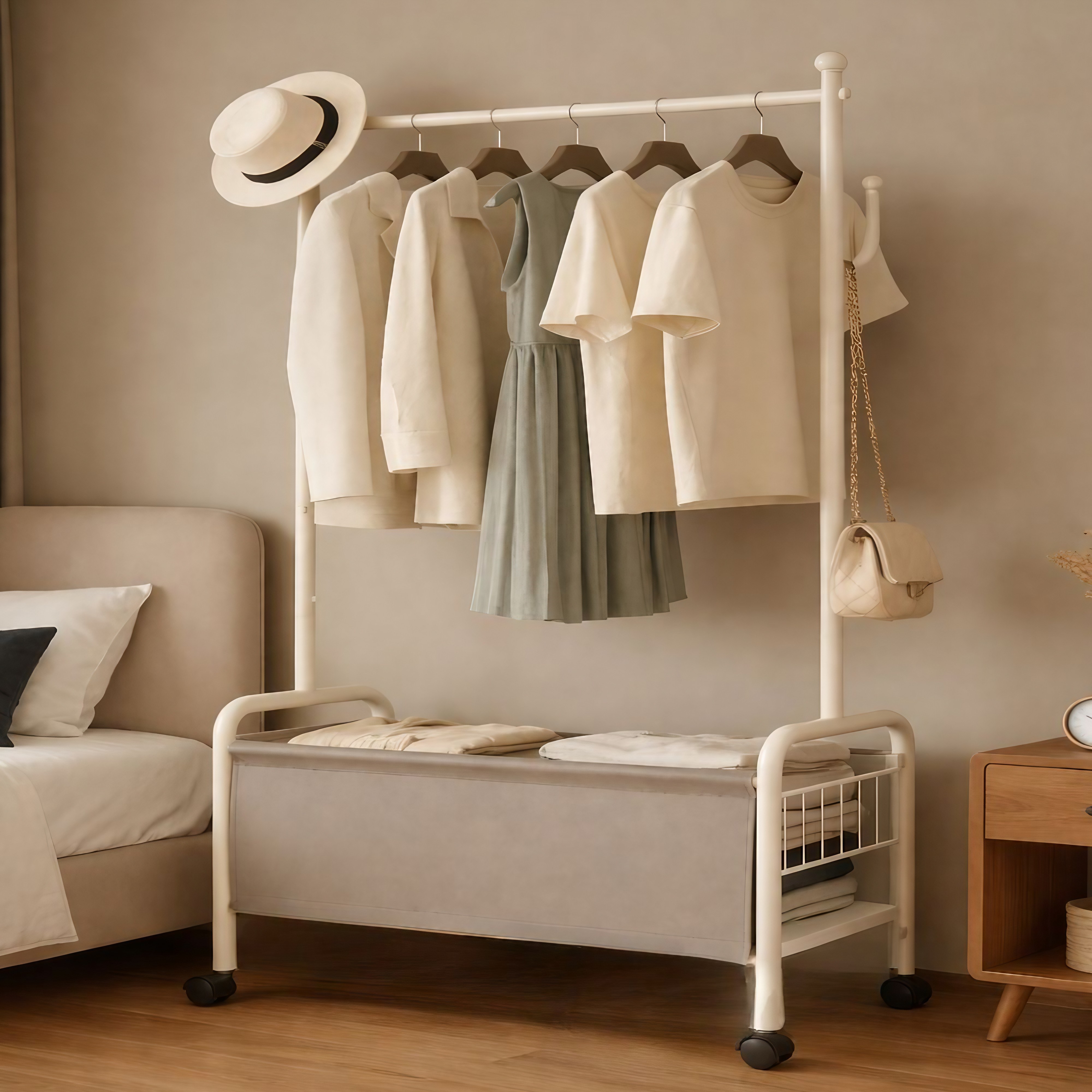 라온프리 튼튼한 이동식 옷걸이행거, 화이트 37,250원
