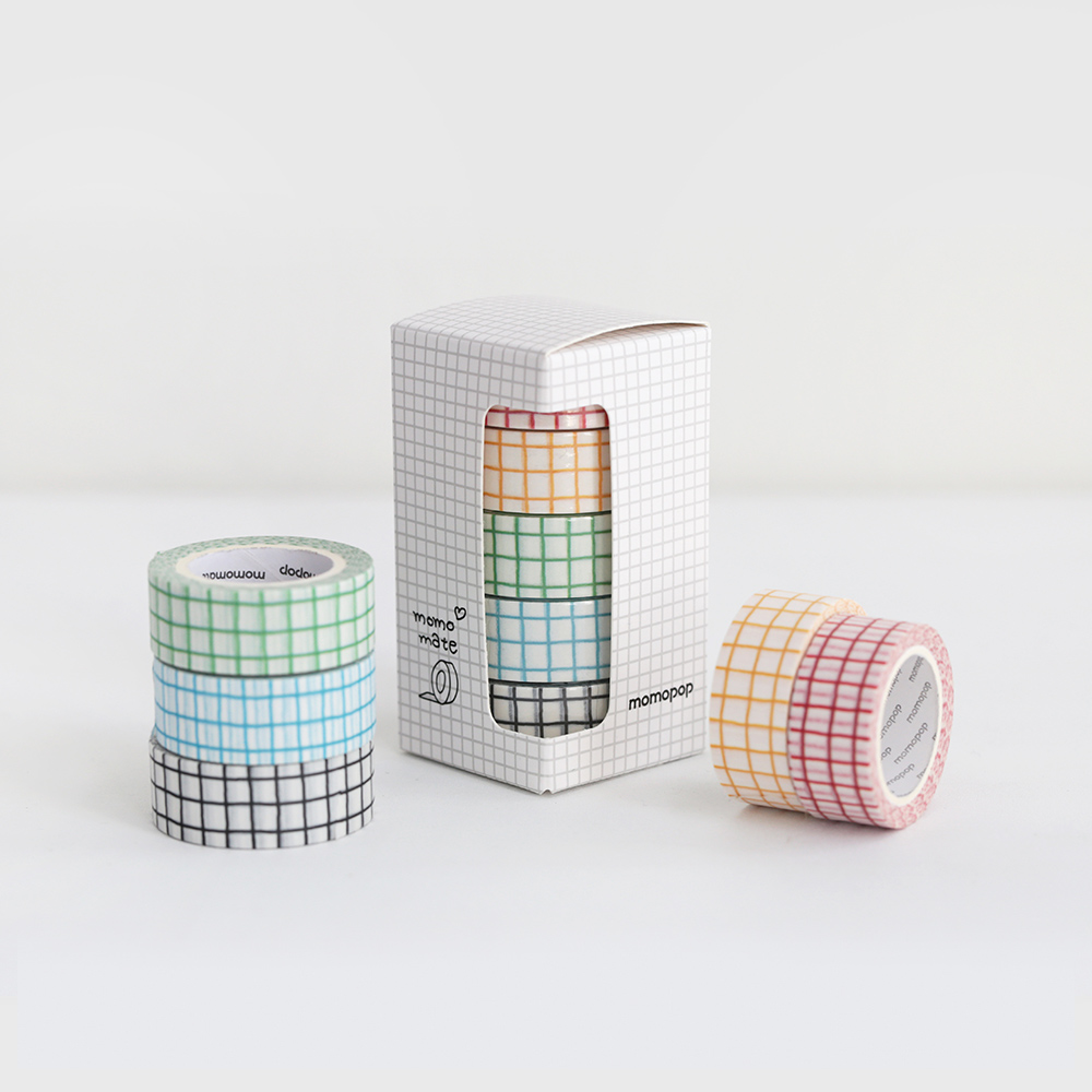 모모마테 크레용 체크 마스킹테이프 세트, 단품 17,500원