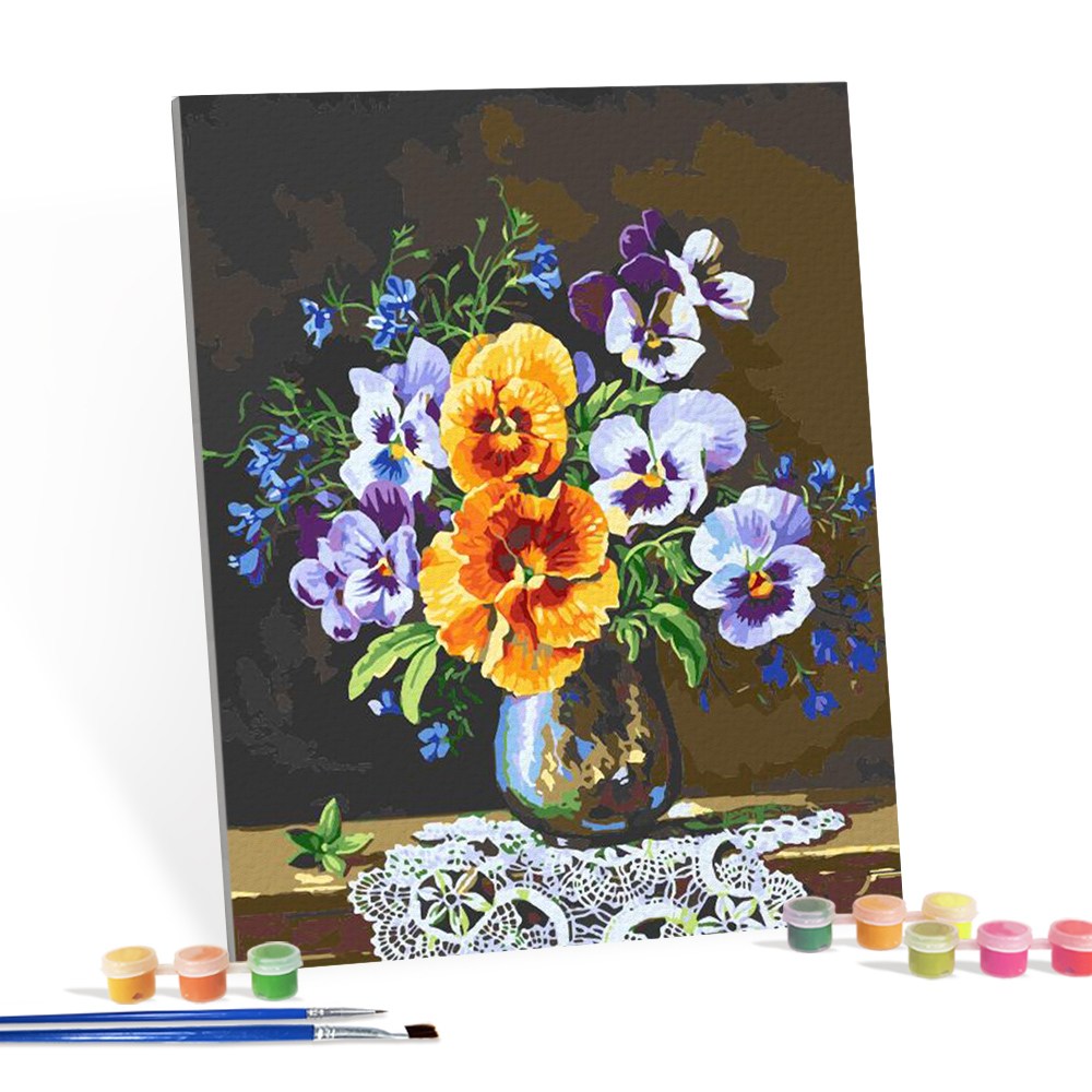 아이러브페인팅 DIY캔버스형 그림그리기 40x50cm 팬지 화병, 단품, 1개 14,800원