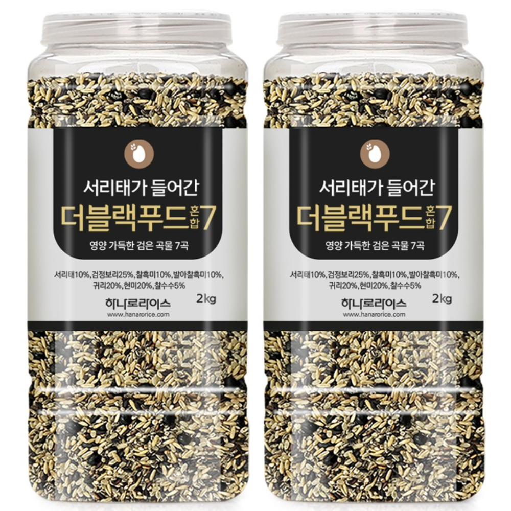 [하나로라이스](1+1특가)국내산 서리태 검정보리 더블랙푸드 혼합7곡, 대용량2kg, 2개, 2kg 42,900원