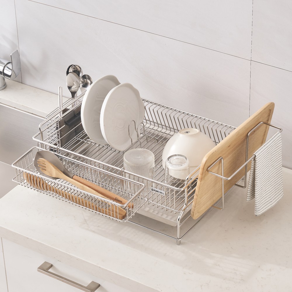 퓨어셀 물빠짐 스텐 식기 건조대 주방 싱크대 그릇 설거지 선반 접시꽂이확장형 79,900원
