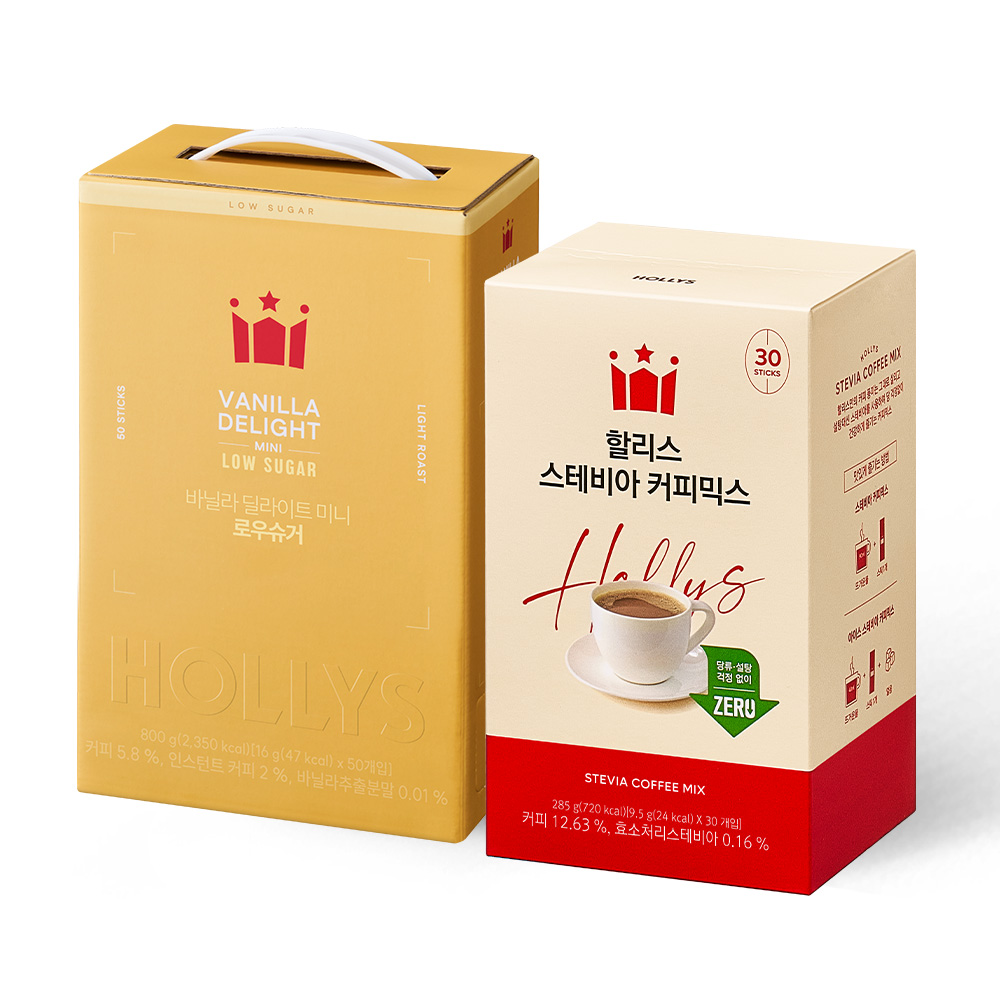 [할리스] 바닐라딜라이트 미니 로우슈거 50T+스테비아 커피믹스 30T, 16g, 1, 50 36,900원