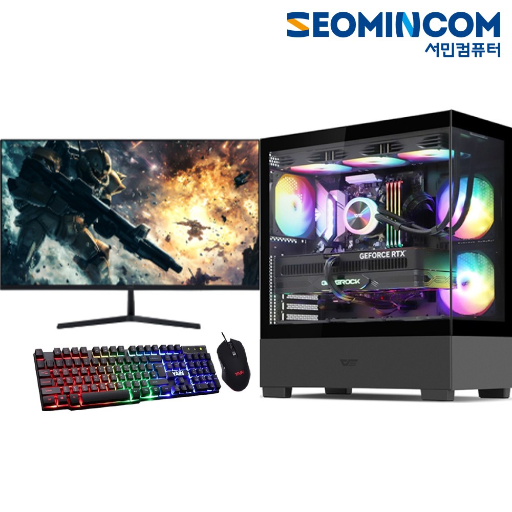 서민컴퓨터 윈도우 포함 조립컴퓨터 풀세트 조립PC 게이밍PC 게임용 컴퓨터 본체 롤 오버워치 피파 배그 배틀그라운드 펠월드 디아블로 데스크탑 고사양PC, 윈도우 11 홈, 500GB, 16GB, 라데온 RX 7600, CF6-1 블랙 1,540,000원