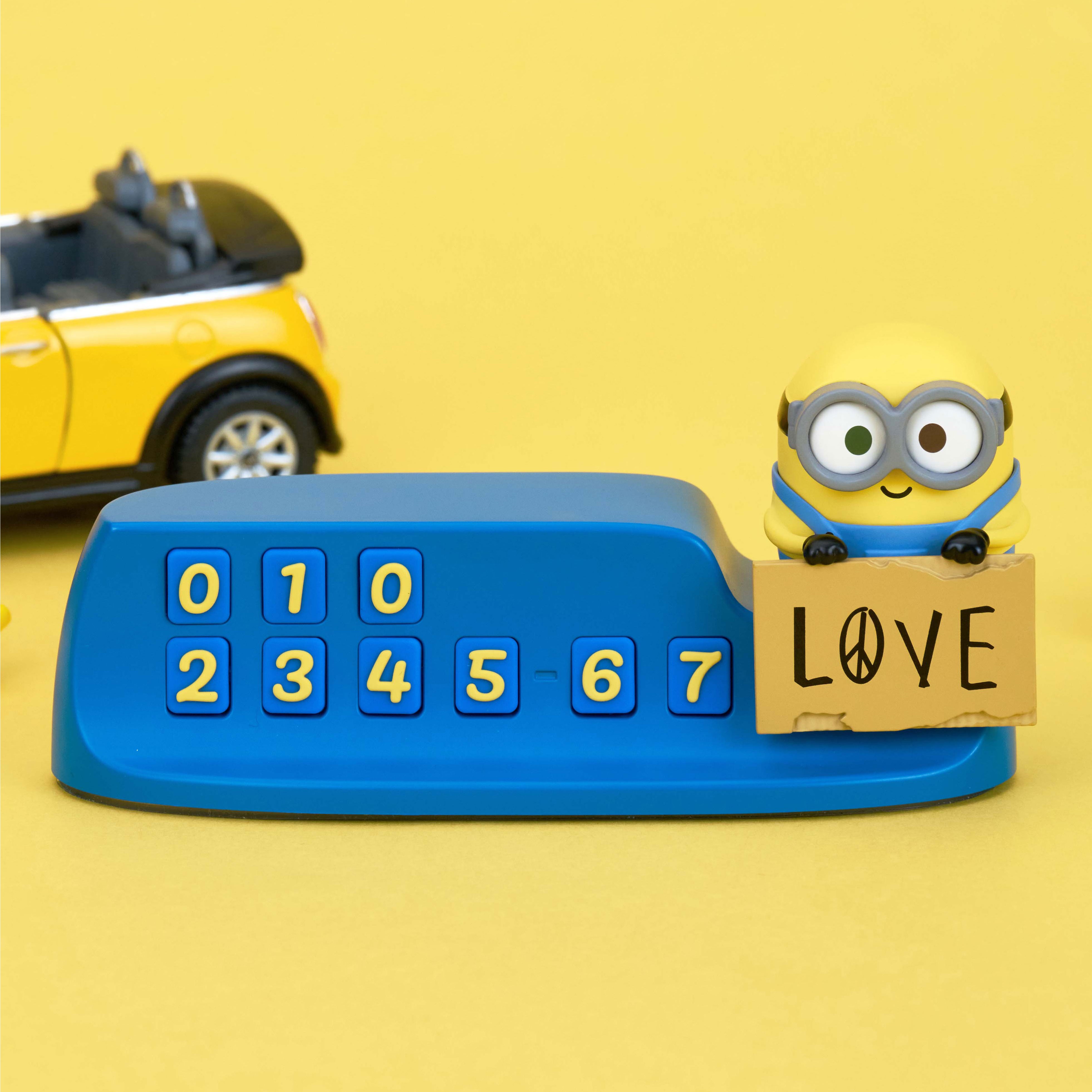 유니버셜 미니언즈 밥 부분가림 러브레터 주차번호판 안심번호 차량용 주차알림, 단품, 1개 19,000원