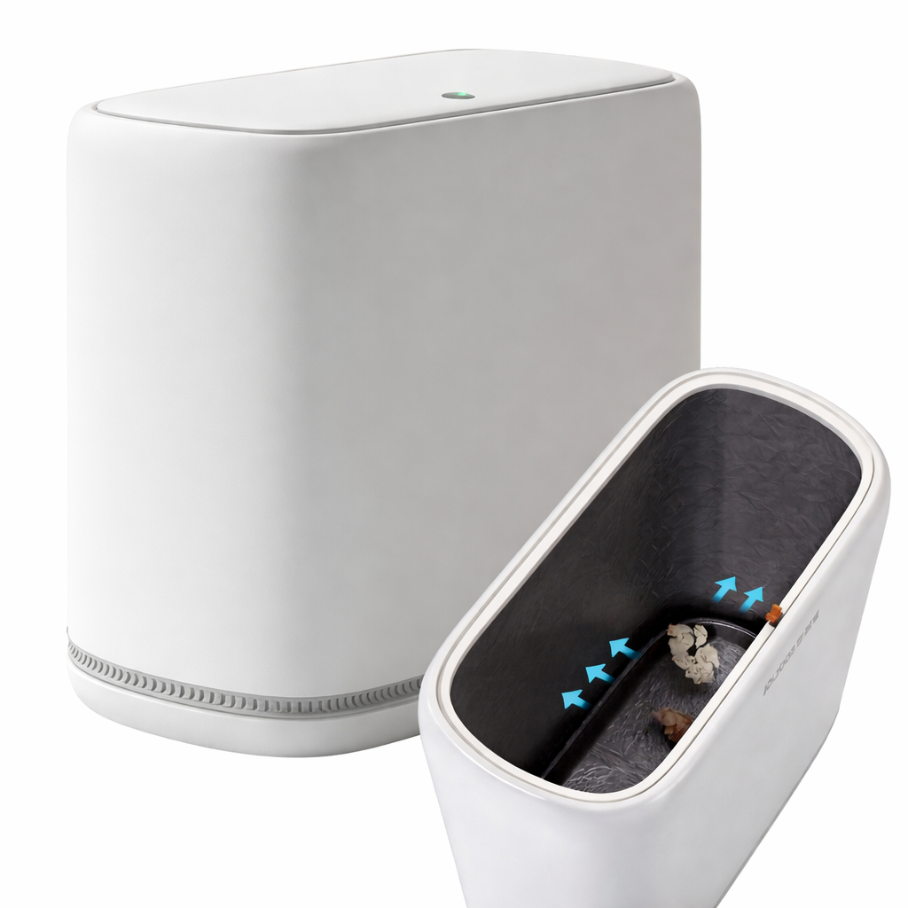 푸포 봉투 3초 자동흡착 원터치 슬림 화장실용 쓰레기통 10L, 화이트 27,400원