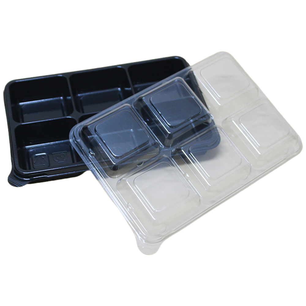 반찬용기, AJ-5칸용기(직사각형)- 600개(SET) - 투명.블랙 134,820원