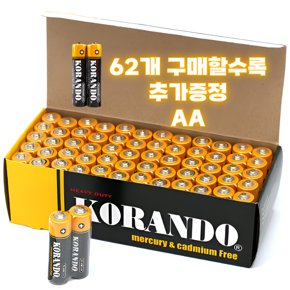 건전지나라 오래가는 대용량 AA 건전지 최신출시 추가증정, 1개, 62개입 22,150원