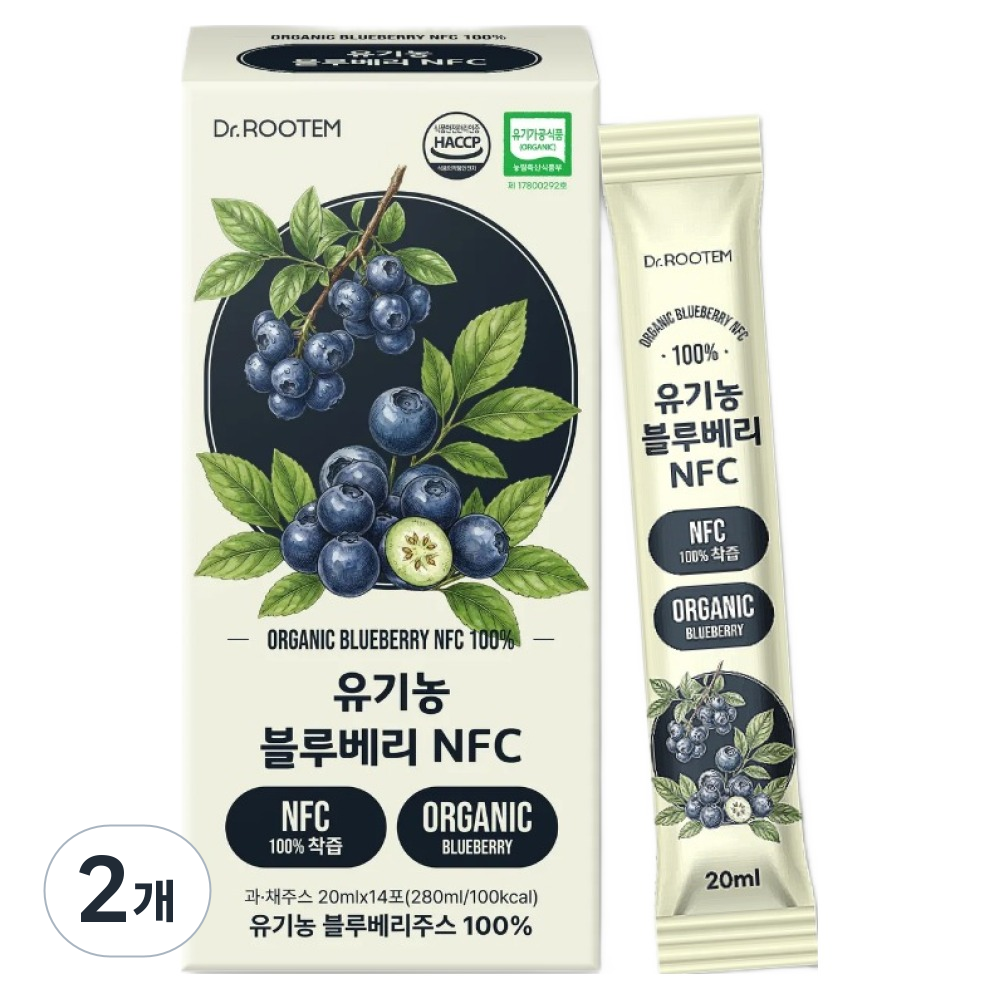 닥터루템 유기농 블루베리 NFC 착즙 100 14p, 280ml, 2개 32,400원
