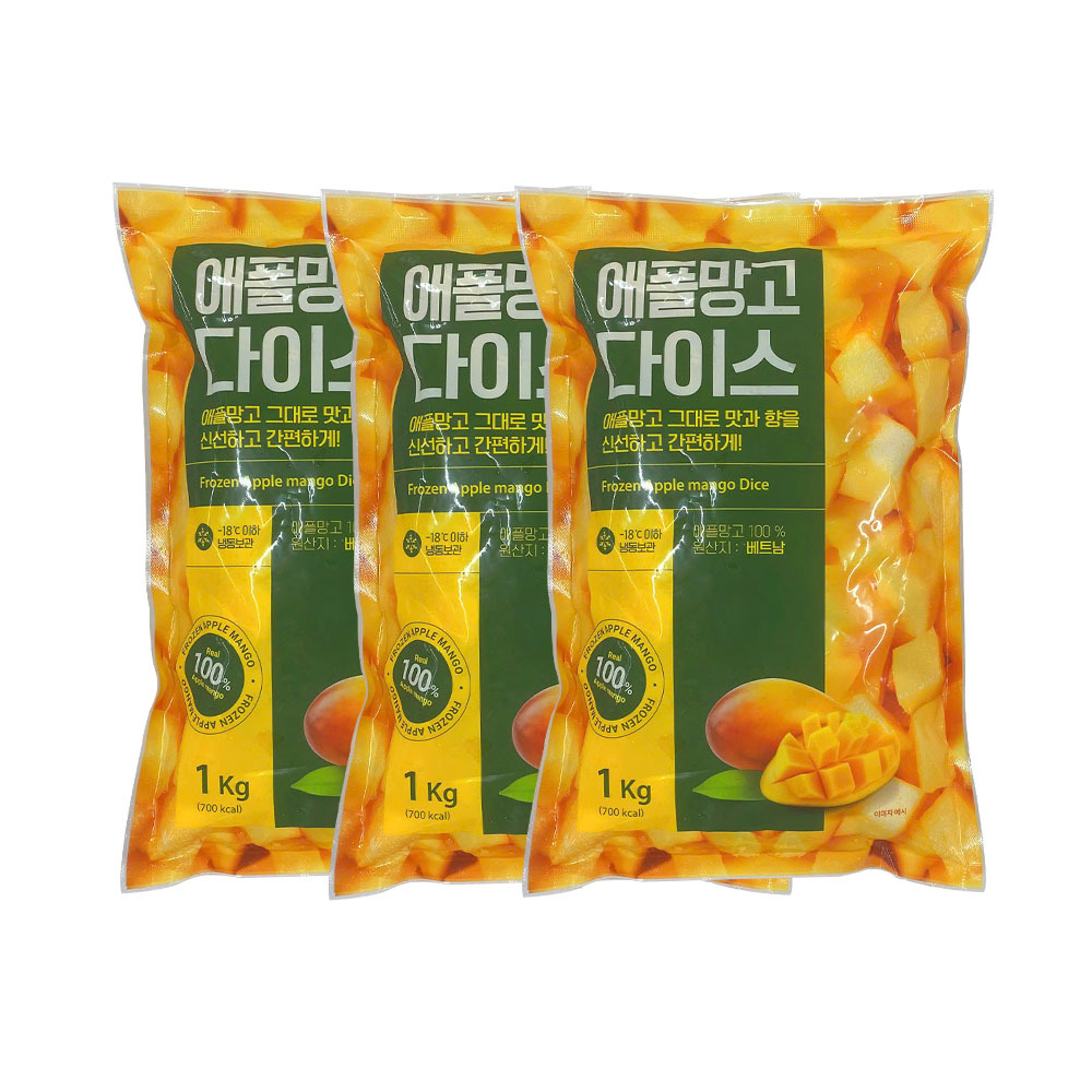 산들네이처 냉동 애플망고 다이스 3kg (1kg x 3봉), 3개, 1kg 19,900원