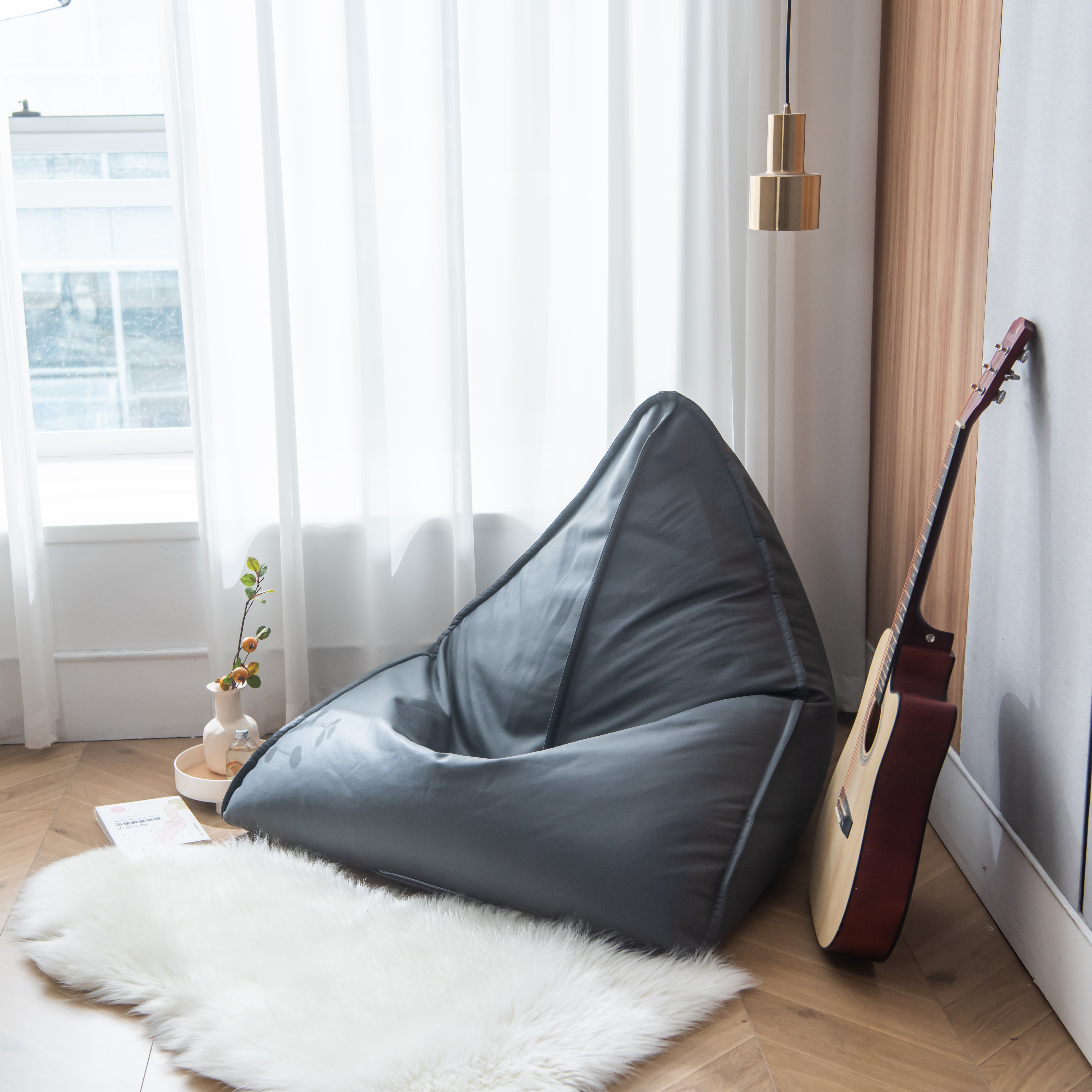 RichMagic 푹신 통기성 구스다운 1인용 빈백 소파 스펀지 충전재 빈백 대형 1인 쇼파 북유럽스타일 스펀지 소파 라운지 체어, 연한 회색 109,850원