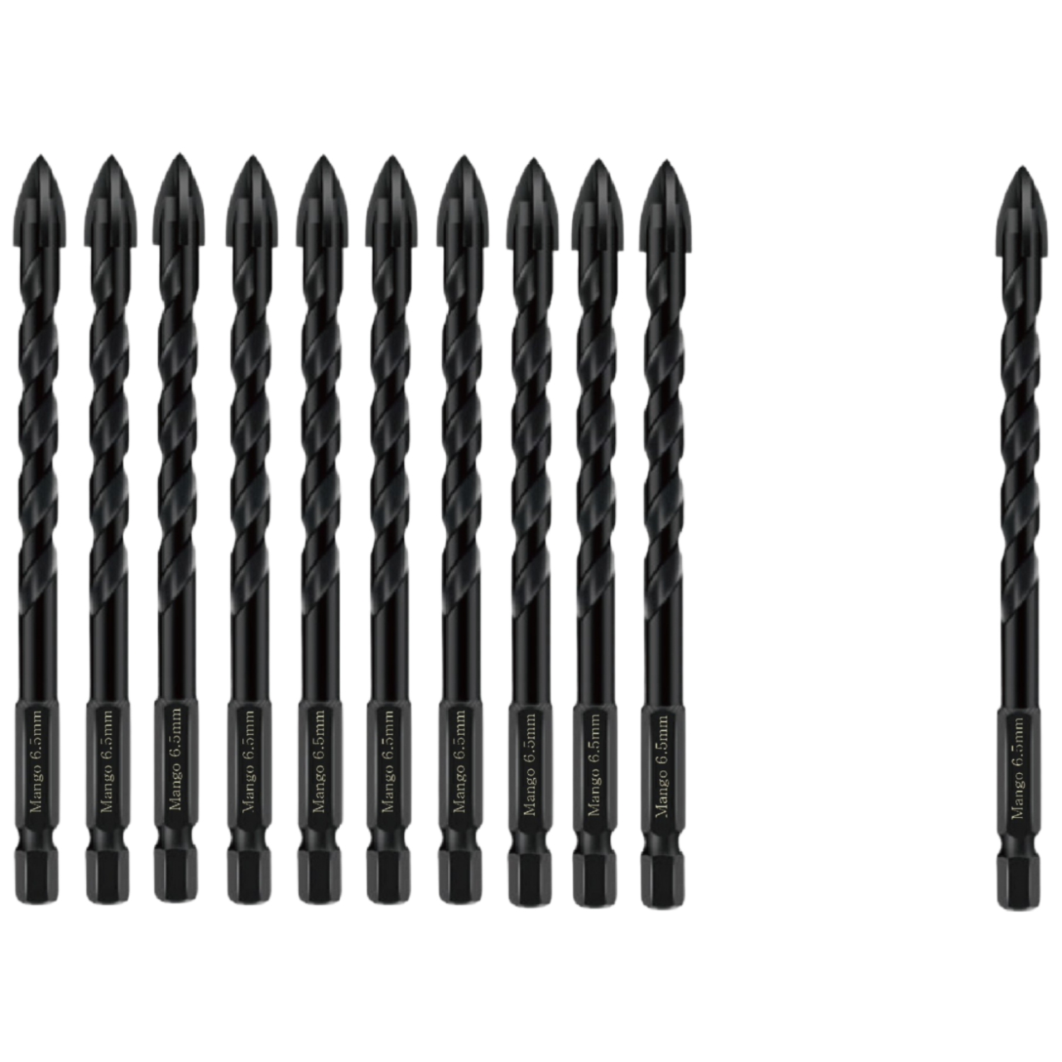 망고테크 만능드릴비트 6.5mm 10개입 +1개더 총 11개 1세트 4날 고강도 임팩드릴 포세린타일 타일기리 타일비트 콘크리트 유리 철 대리석 석재 전동 함마 드릴 비트 기리, 11개 41,900원
