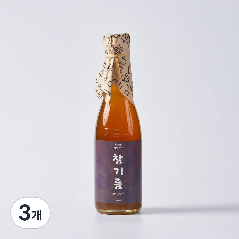 백년본가 통 참깨 저온압착 옛날 방앗간 참기름, 3개, 350ml 25,770원