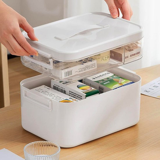 위스테이 화이트 2단 구급상자 약통 약보관함 가정용 상비약 보관함 응급처치용품 소형 15,520원