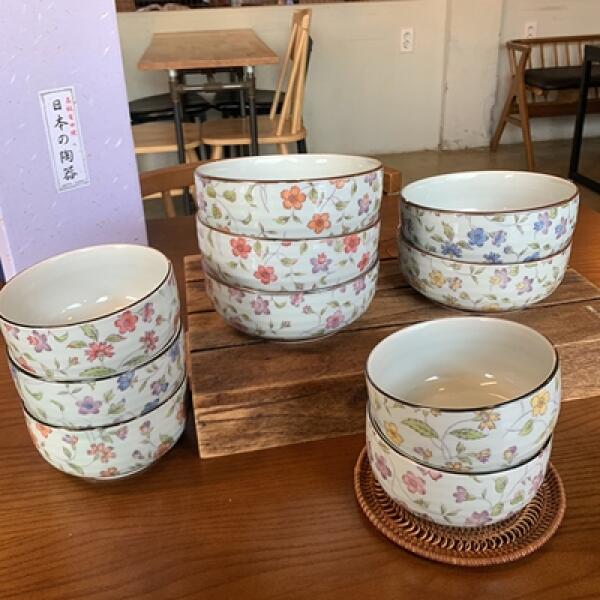 아트박스/아리타야끼 일제 아리타 미조가미 플라워 공기대접 5인 10P 식기 세트, 공기대접10p, 본품 189,000원